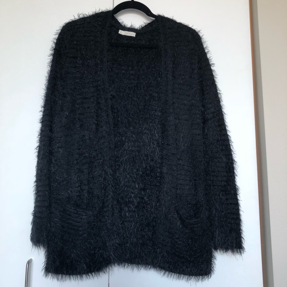 Fun furry black Hinge Cardigan size Small